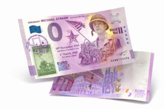 <span style="color: #808080;"><small>Euro Souvenir #WD015S2</small></span><br/> <b>MICHAEL STRANK</b> – <strong style="color: #800080;"><small>PEČIATKA/STAMP | "1945"</small></strong> [2023]