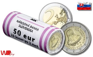 <span style="color: #808080;"><small>Slovensko/Slovakia </small></span><br/> 2 EURO – <b>20. VÝROČIE 17. NOVEMBRA 1989 <i>(Dňa boja za slobodu a demokraciu)</i></b> – <strong style="color: #ff0000;">UNC</strong> [2009] – <strong style="color: #ff0000;">ROLL (25x)</strong>